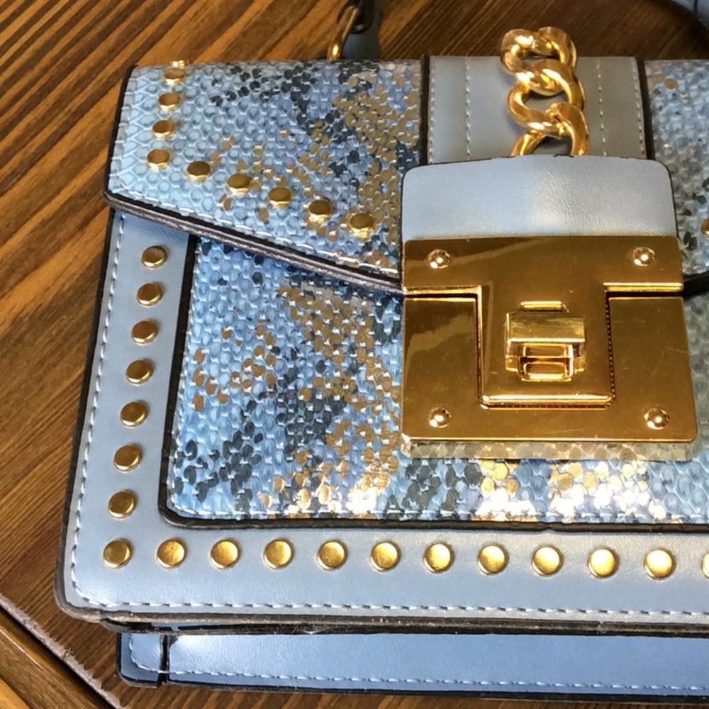 FINAL SALE PRICE NWOT Snakeskin Studded Satchel Handbag - Picture 6 of 9